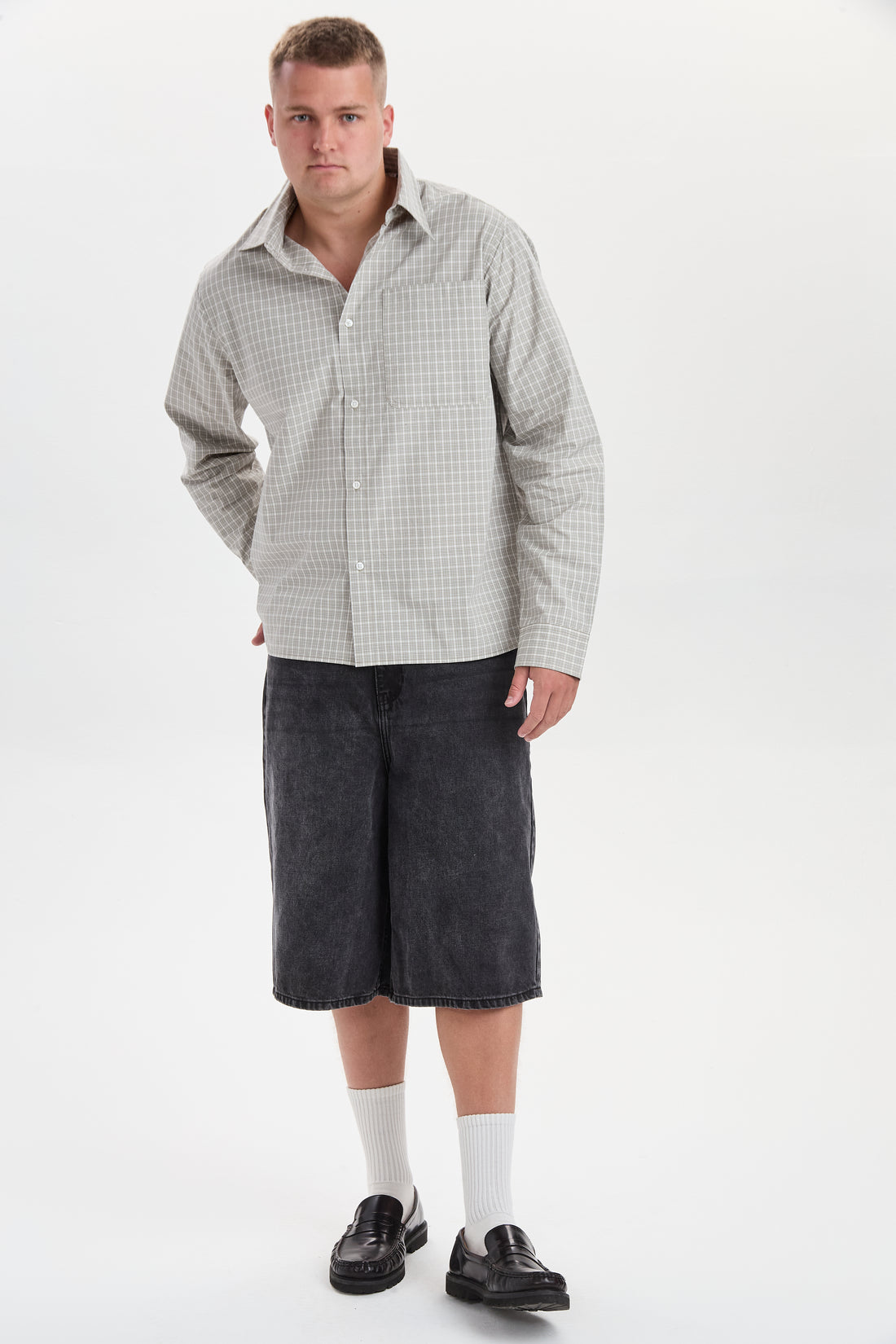 DXHarri Wide Fit Denim Shorts Black