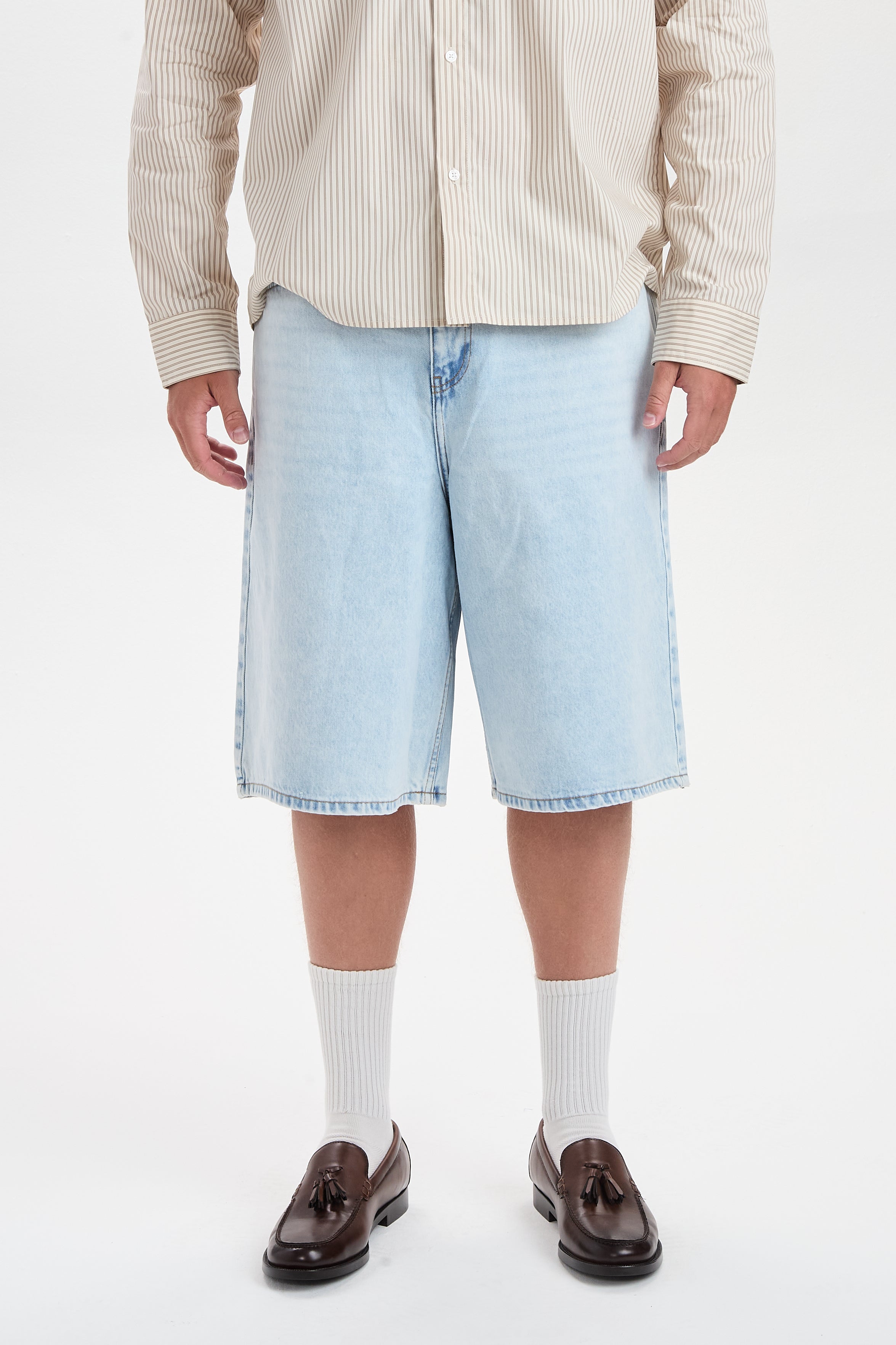 DXHarri Wide Fit Denim Shorts Light Blue – dxnmxrkfashion